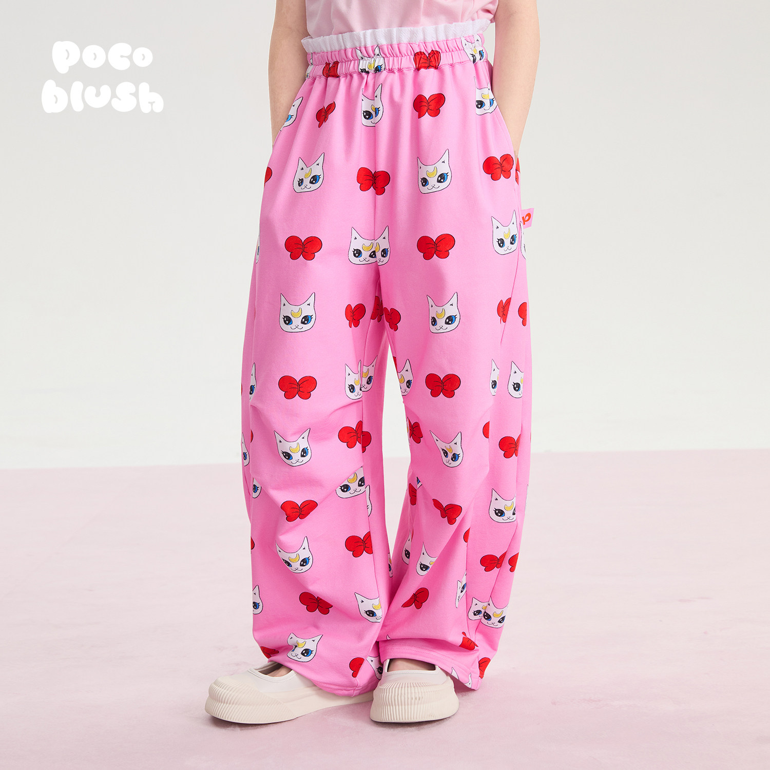 pocoblush【美猫战士】印花针织长裤女童夏季新款趣味满印裤子