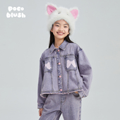 pocoblush原创设计梦幻蝴蝶牛仔绒感外套春秋季 新款 女童水洗棉