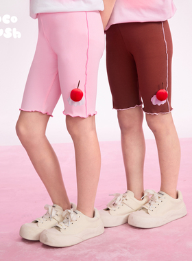 pocoblush【一点点甜】木耳边骑行短裤女童春夏新款弹力运动裤子