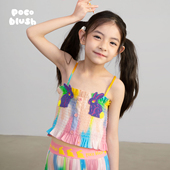 pocoblush原创霓虹幻影双兔吊带衫 夏季 女童纯棉上衣百搭背心外穿