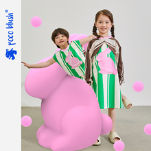 pocoblush兔年限定款 原创时光森林条纹连衣裙儿童男女童两件套装