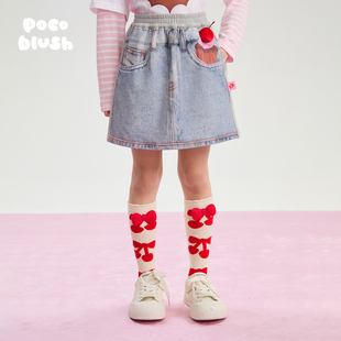 口袋里 短裤 蛋糕 女童春夏款 裙子 手绘牛仔针织裙裤 pocoblush