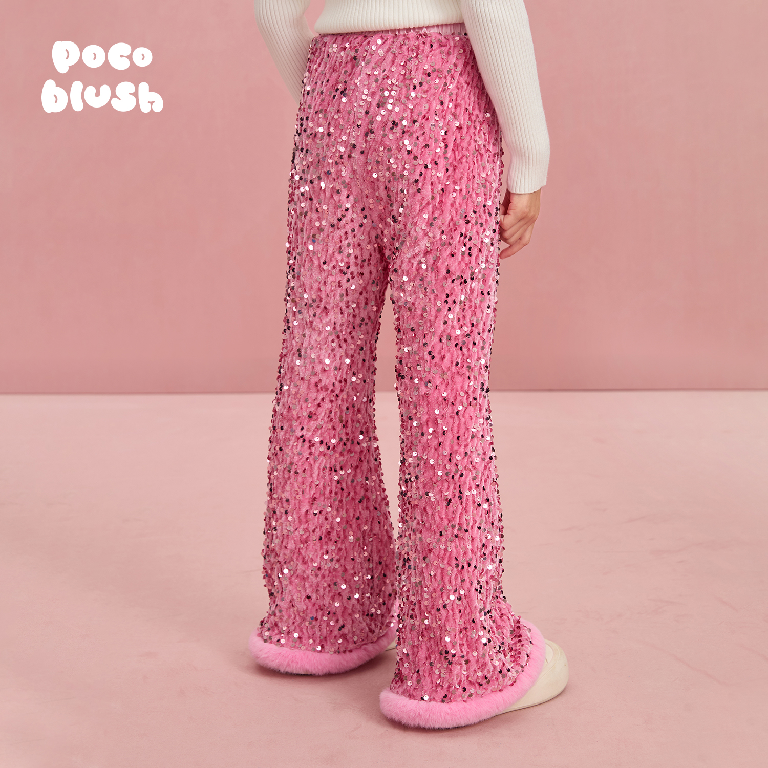 【星光闪闪】亮片丝绒新年喇叭裤
