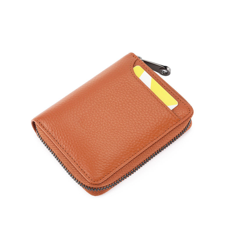 新款拉链牛皮多卡位风琴卡片证件包欧美风卡包短款多功能硬币钱包