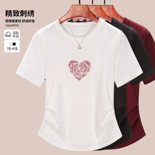 千日红店广州帛妍服饰有限公司女装褶皱收腰短袖T恤义乌打底衫女