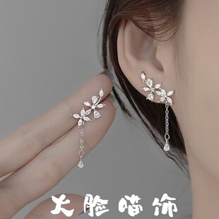 s925银针流苏精灵耳环女2026年新款爆款ins风耳钉超仙耳饰小清新