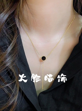 项链女2025新款轻奢小众锁骨链高级感黑色毛衣链大气夏钛钢不掉色