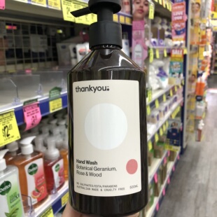 you植物洗手液甜橙杏仁天竺葵玫瑰木温和500ml 保税现货澳洲thank