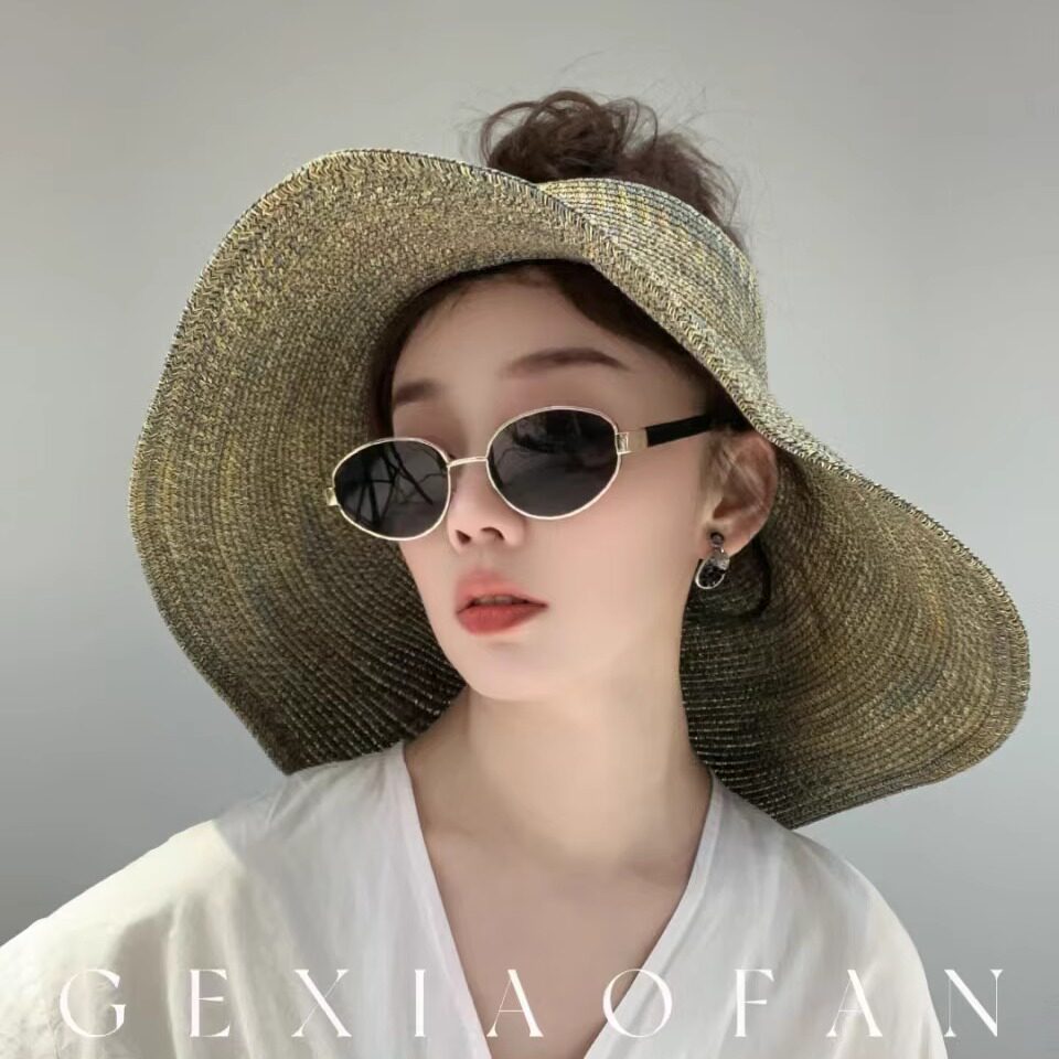 【格小梵】正品夏季新款女渐变草帽遮阳大头围时尚休闲空顶渔夫帽