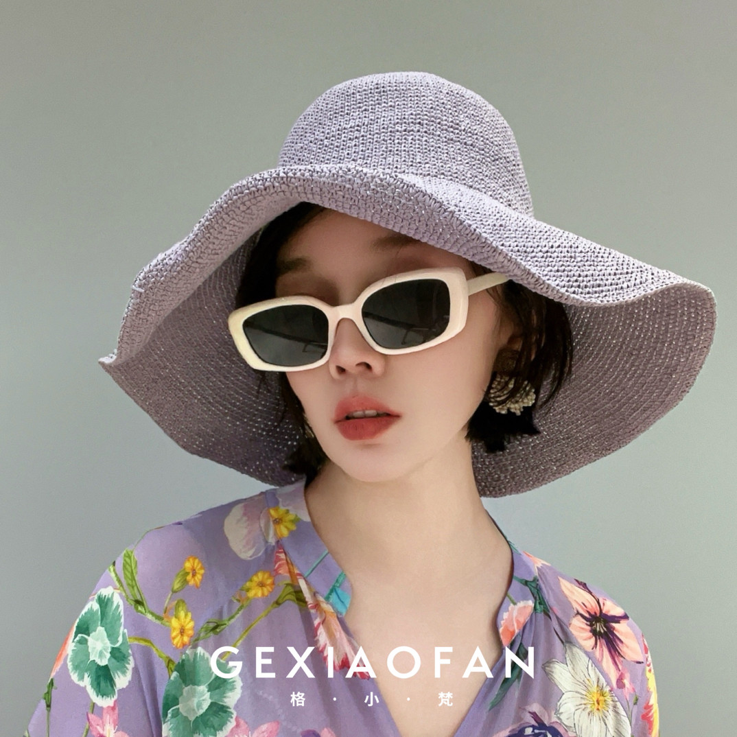 【格小梵】正品夏季女款大帽檐可折叠钩织纸草渔夫帽遮阳防晒帽