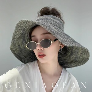 【格小梵】夏季草帽渐变防晒遮阳大头围渔夫遮阳帽2026帽子女新款