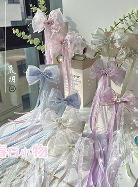 自制原创洛丽塔手作中华风樱茶小物头饰边夹春日樱雪天国少女