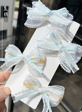 白色公主发饰蝴蝶结发夹Lolita裙发饰儿童对夹发卡幼儿园双马尾夹