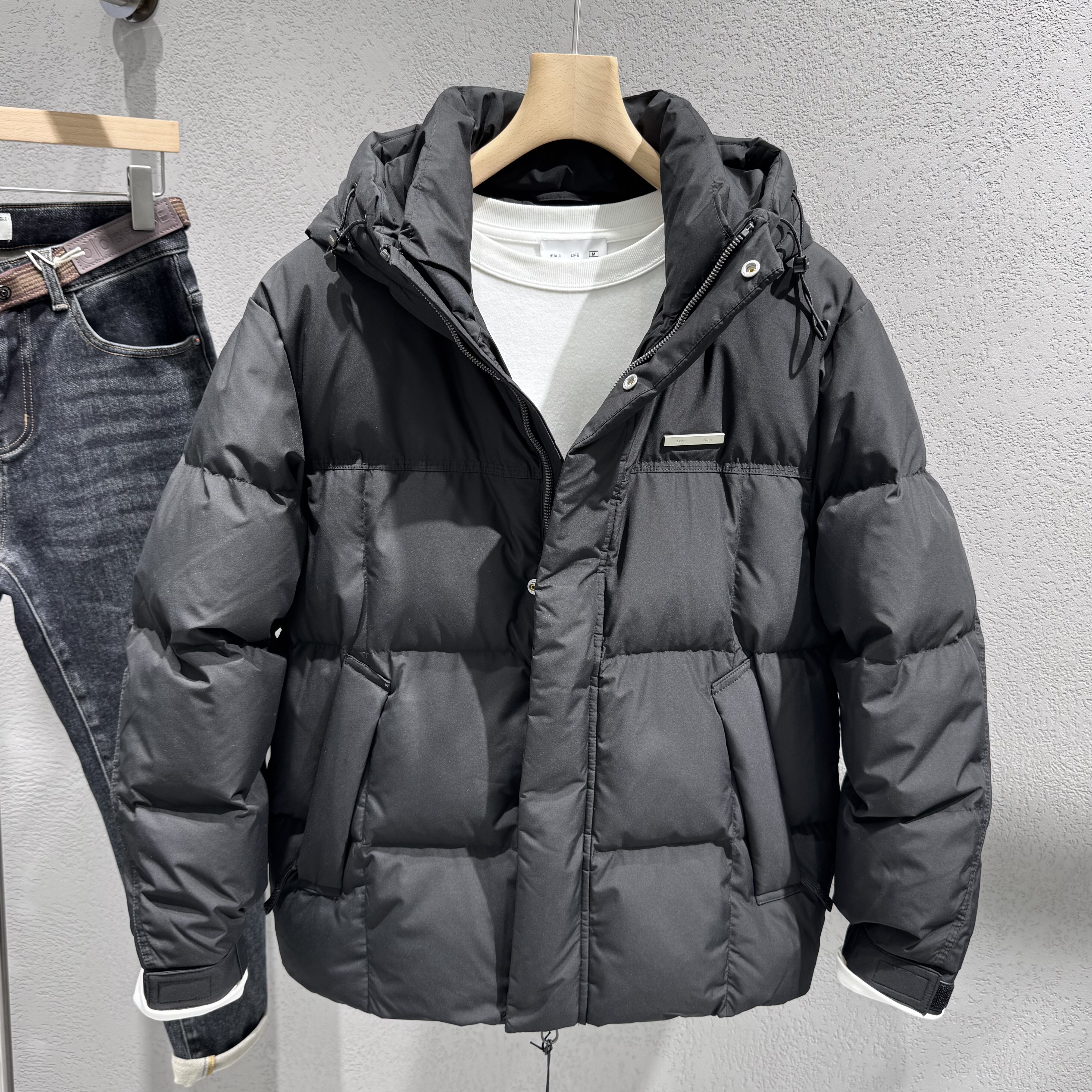 男士连帽羽绒服2025冬季新款青年流行修身短款保暖90鸭绒外套男