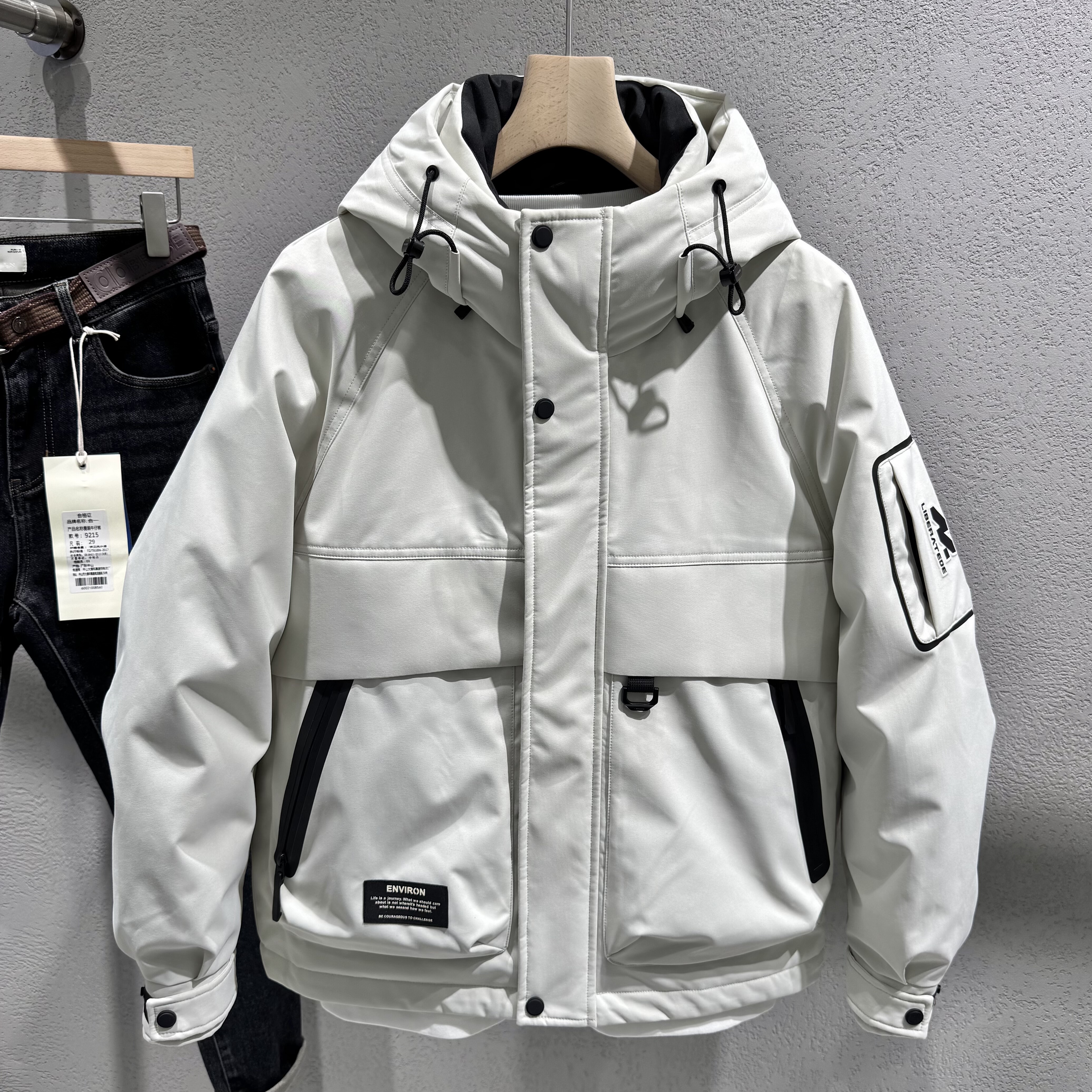 男士连帽羽绒服2025冬季新款青年流行休闲保暖90白鸭绒冲锋衣男