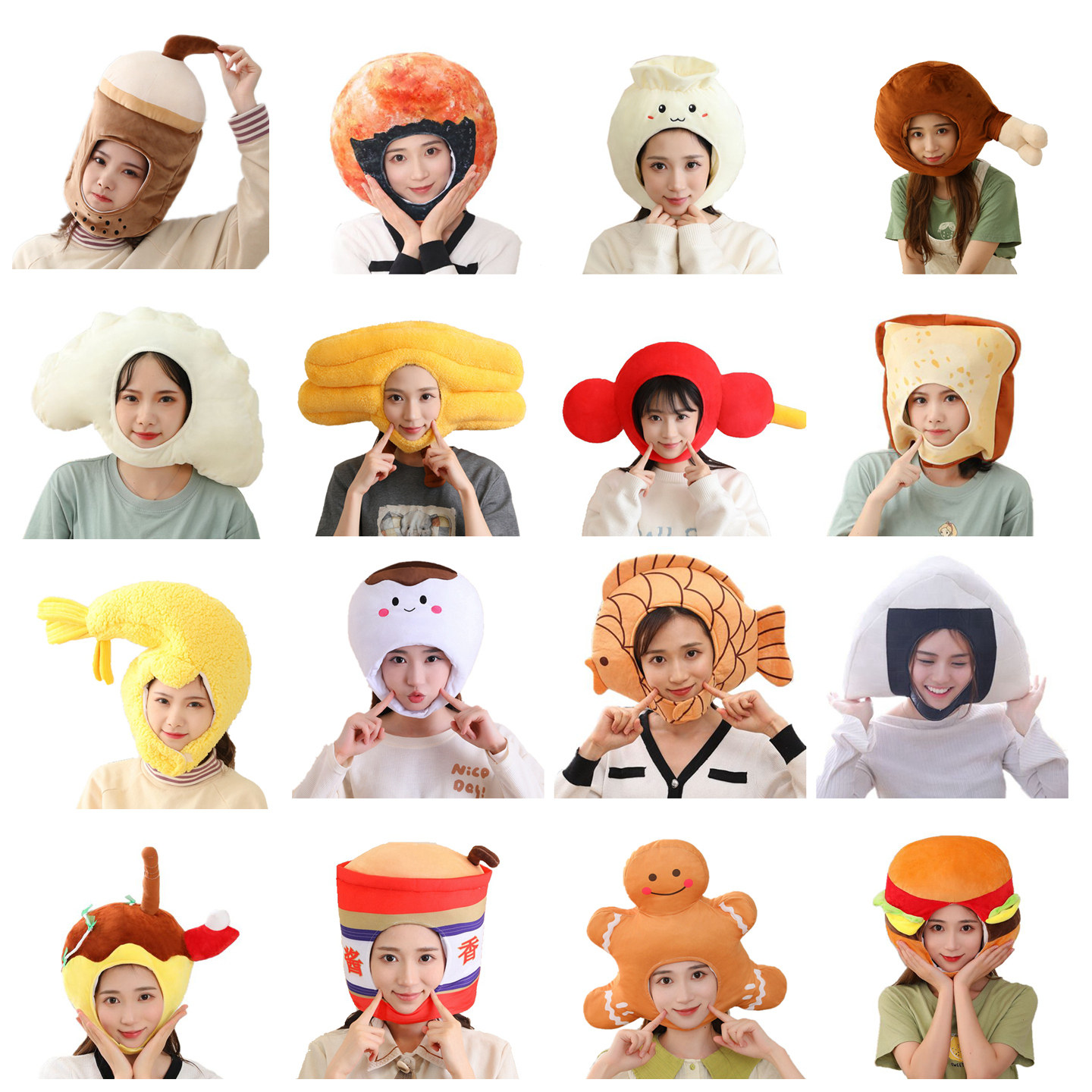 西式快餐零食面包薯条汉堡仿真帽子鸡腿糖果龙虾头套蛋糕鸡块牛角