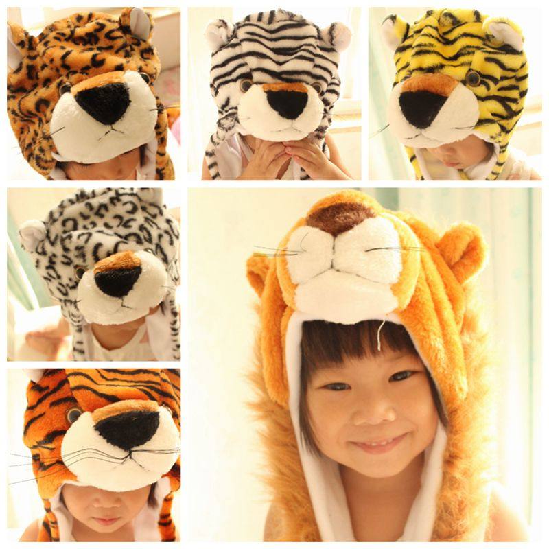 老虎狮子狐狸卡通动物帽表演