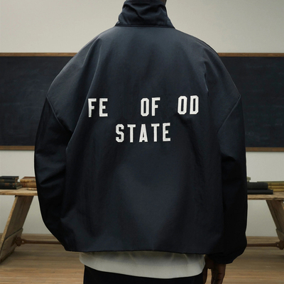 原创Textured Nylon Trucker Jacket 立领贴布绣拉链风衣夹克外套