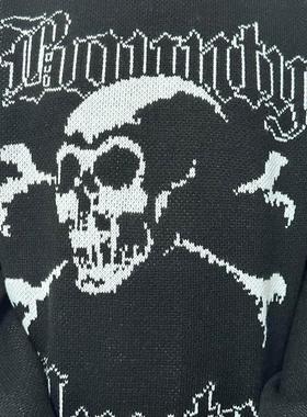 美潮原创S系BOUNTY联名款FW23 WEEK6 SWEATER 骷髅头圆领套头毛衣