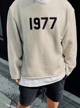 SS22 Raw Edge Sweater Iron 1977系列 数字植绒贴布印花针织毛衣