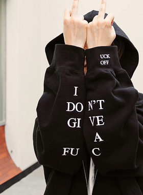 FW25 IDGAF Zip Up Hooded Sweatshirt 袖口刺绣logo拉链连帽卫衣