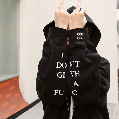 FW25 IDGAF Zip Up Hooded Sweatshirt 袖口刺绣logo拉链连帽卫衣