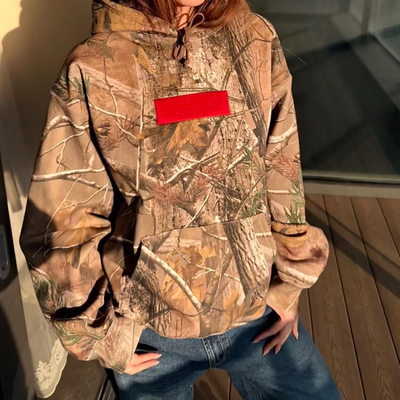 FW25 Box Logo Hooded Sweatshirt刺绣标志logo袋鼠口袋连帽卫衣