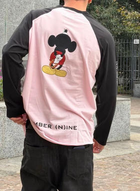 联名款FW25 FW25 WEEK8 Raglan L/S Top米奇印花图案圆领长袖T恤