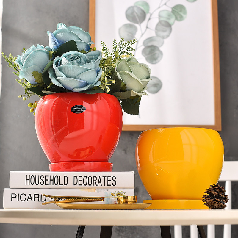 高颜值北欧创意简约圆形花盆陶瓷家用大号客厅绿萝多肉君子兰彩色,鲜花速递/花卉仿真/绿植园艺,花盆,淘宝优惠券,粉丝福利购,淘宝优惠卷