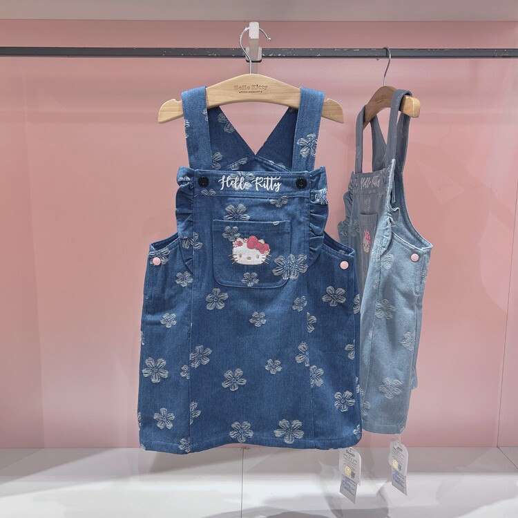 Hello kitty专柜正品春季新款中大童女童牛仔背带裙