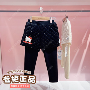Hello kitty专柜正品冬新款童装女童假两件夹棉短裤加绒打底裤