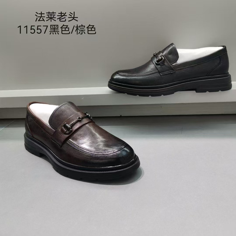 法莱老头牛皮男士乐福鞋正装商务