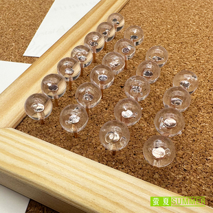 100枚盒装透明圆球工字钉毛毡软木板照片墙教室布置亚克力按图钉