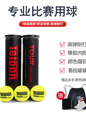 Teloon天龙比赛网球P4pound4粒装高弹力耐打有压罐装比赛训练球Q1