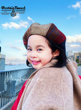 MARUKOMARUKOO 英国哈里斯粗花呢儿童款报童羊毛帽 成人帽 亲子款