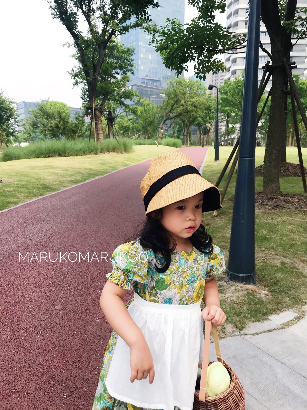 MARUKOMARUKOO 向日葵 多种穿法连衣裙围裙三件套 Liberty材质