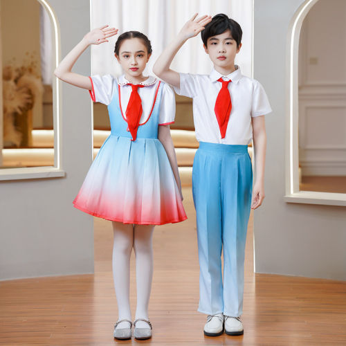 表演小学生女童合唱演出服服装儿童合唱团爱国演讲比赛男国庆朗诵
