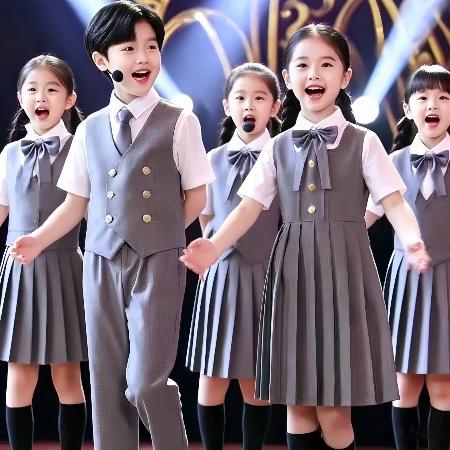 儿童合唱服演出服主持礼服男童小学生班服学院风女口才朗诵表演服