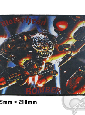 Motorhead电脑防滑鼠标垫重金属系列25*21cm黑色密拷锁边手腕胶垫