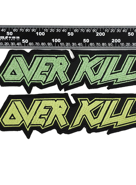 Overkill 美国老牌激流金属乐队异形Logo大背标 字母刺绣装饰布标