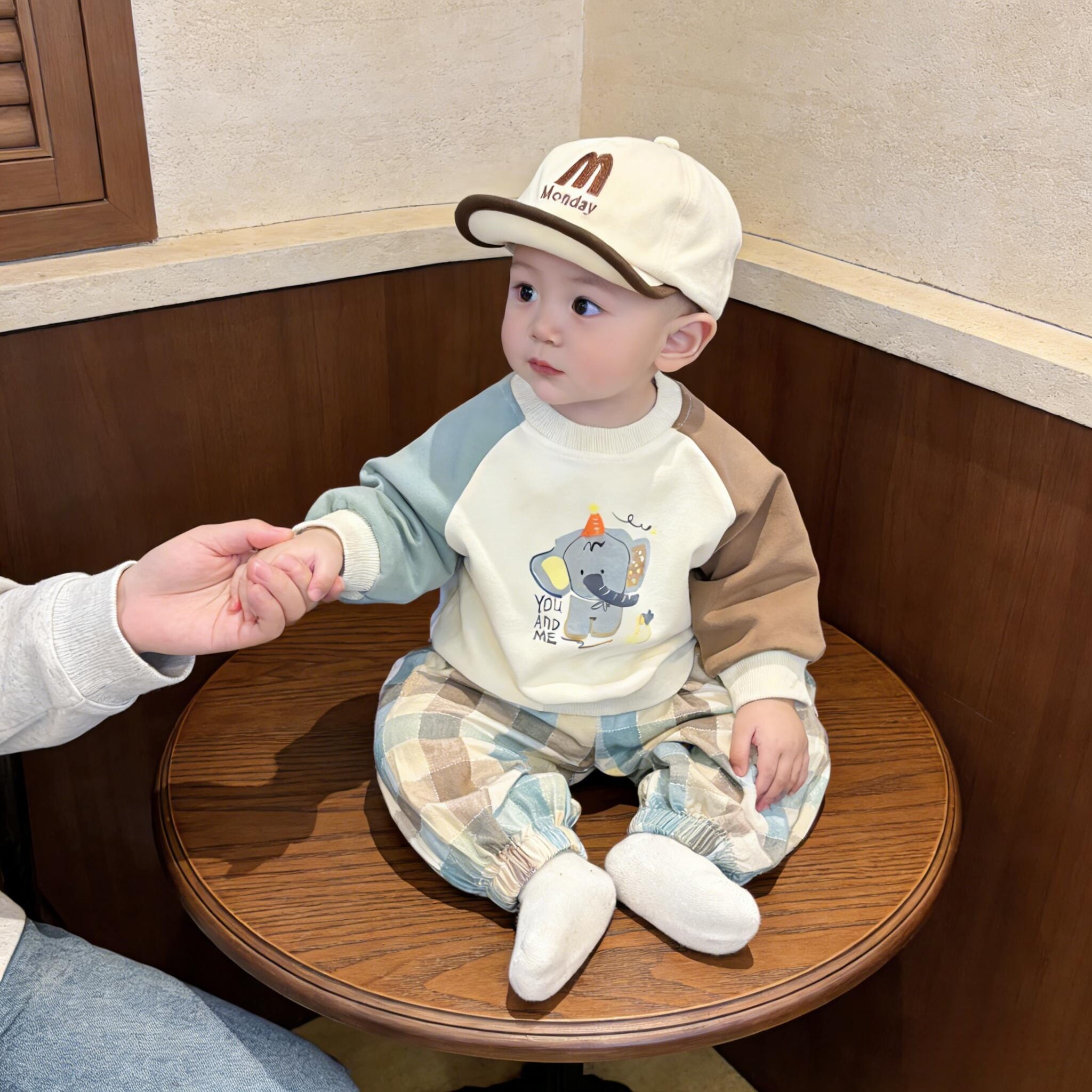 分体套装男宝衣服春季可爱超萌婴儿服韩系宝宝休闲卫衣裤两件套潮