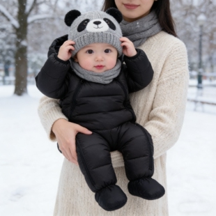 婴儿冬装宝宝连体衣冬季韩版洋气婴幼儿加厚羽绒服外出抱衣保暖服