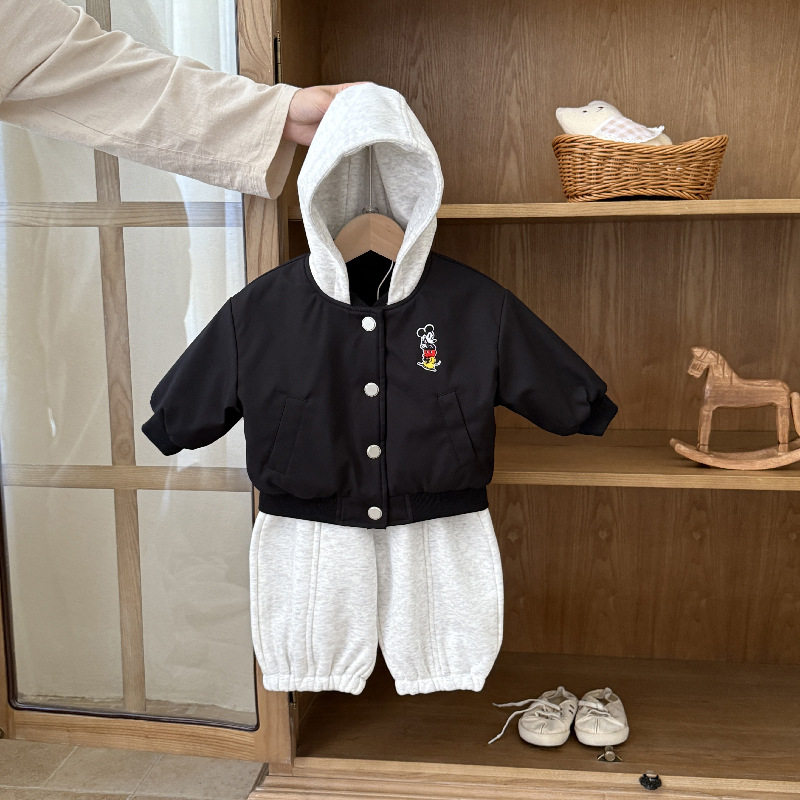 婴儿衣服秋冬季男宝宝套装夹棉加厚时尚婴幼儿一岁冬款保暖两件套