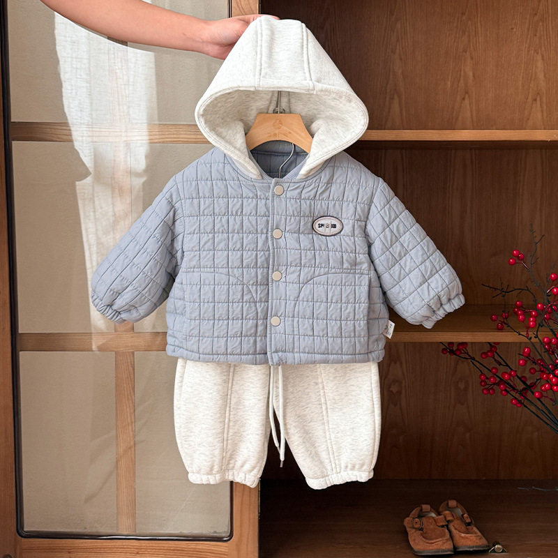 婴儿衣服棉服冬季男宝宝套装加厚新款男婴幼儿一岁冬款棉衣两件套
