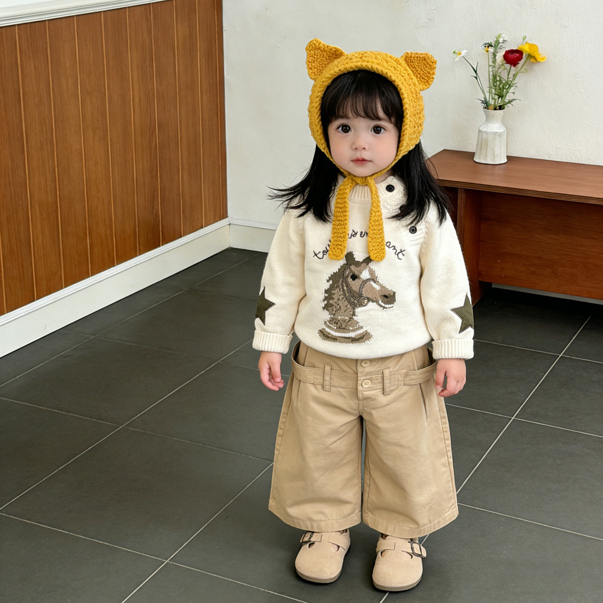 女宝宝早春两件套韩版婴儿可爱卡通小马毛衣洋气时髦针织衫阔腿裤,童装/婴儿装/亲子装,毛衣/针织衫,淘宝优惠券,粉丝福利购,淘宝优惠卷