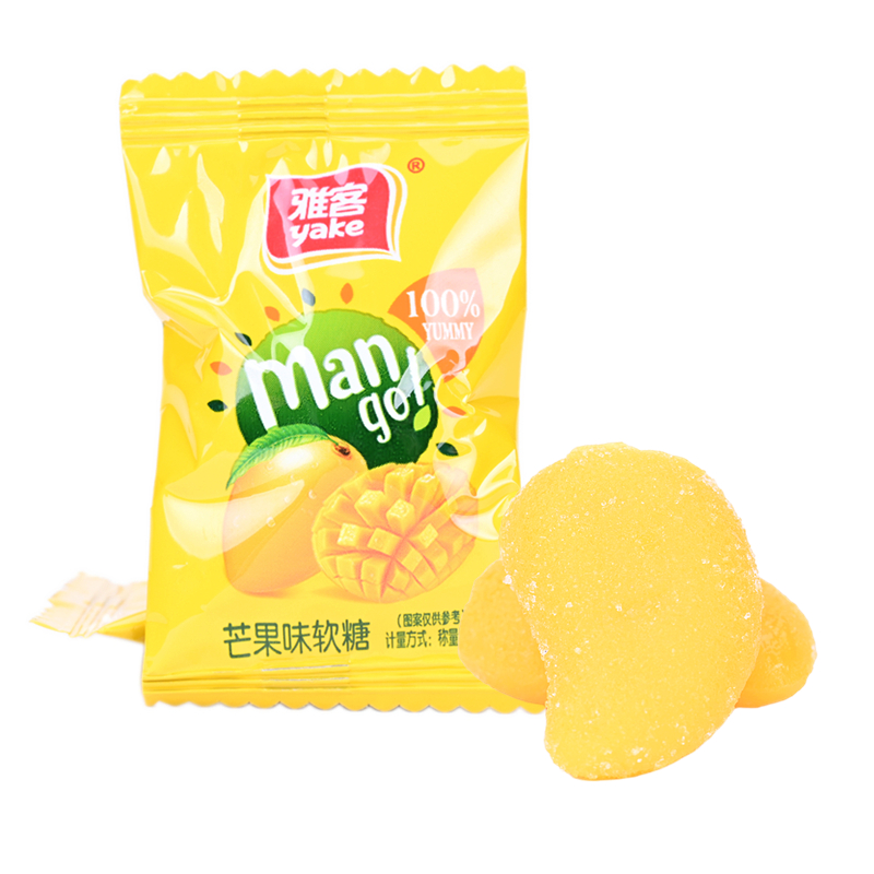雅客芒果味软糖果汁软糖500g结婚喜糖果散装年货休闲零食婚庆食品