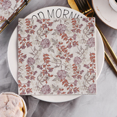 Runlux简约印花纸巾 彩色餐巾纸 家用纯木浆纸巾3层加厚50张