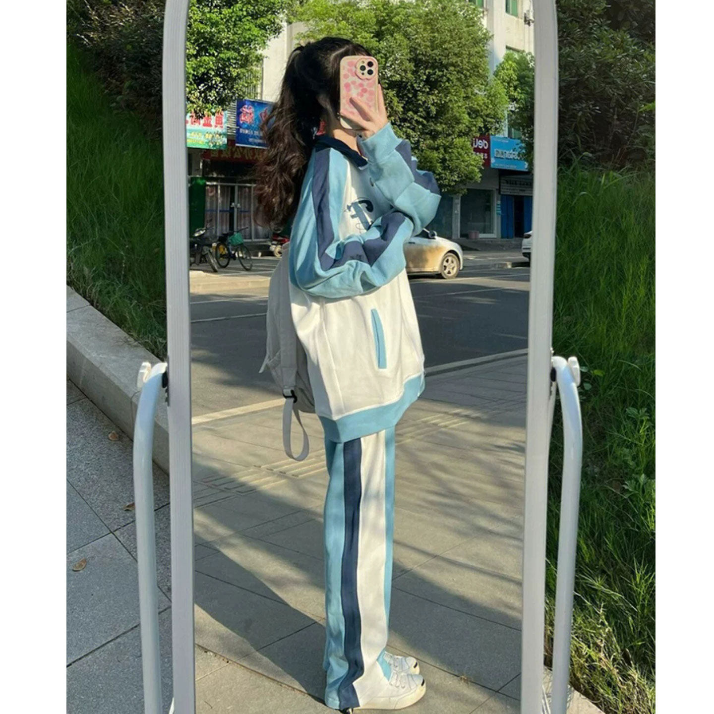元气少女慵懒风休闲运动服套装女春秋学院风宽松卫衣阔腿裤两件套