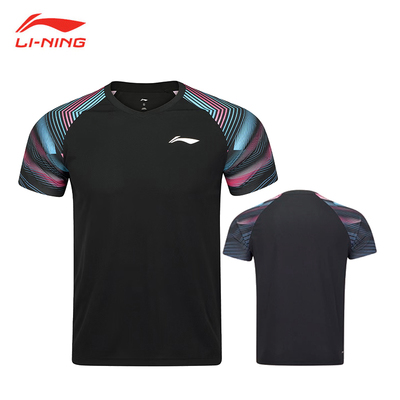 LINING李宁羽毛球服男女款运动短袖t恤速干透气吸汗比赛服AAYV157
