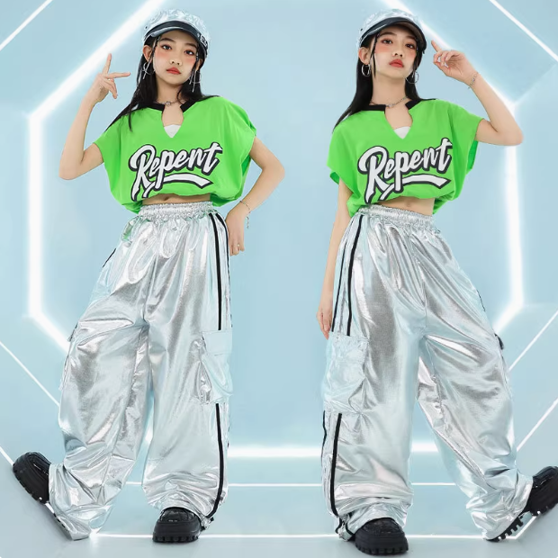 爵士舞服装女孩潮酷露脐亮片女团
